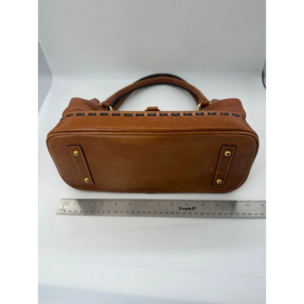 Dooney & Bourke Florentine Vachetta Leather Satchel Handbag Natural Brown Purse